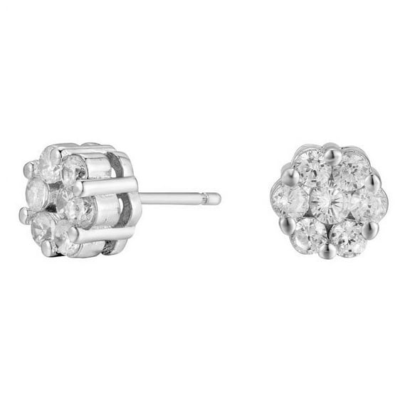 Cate & Chloe Nova 18k White Gold Plated Cluster Stud Earrings with Simulated Diamonds Crystals for Women