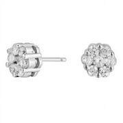 Cate & Chloe Nova 18k White Gold Stud Earrings with Cubic Zirconia Crystals, Cluster Stud Earrings for Women, Jewelry Gift on Any Occasion