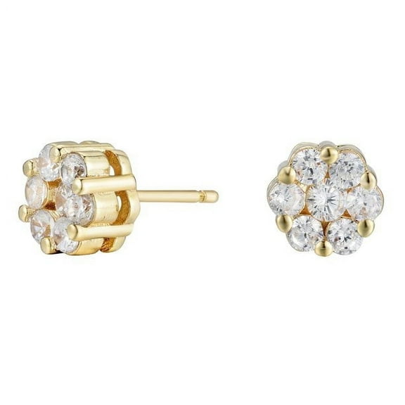 Cate & Chloe Nova 18k Yellow Gold Plated Cluster Stud Earrings with Simulated Diamonds Crystals for Women