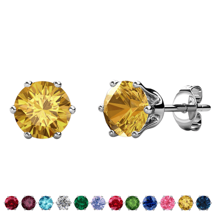 Cate & Chloe November Birthstone 18k White Gold Plated Women's Stud Earrings 1ct Swarovski Crystal