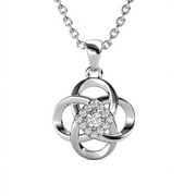 CATE & CHLOE Nyssa 18k White Gold Plated Flower Pendant Necklace with Swarovski Crystals for Women