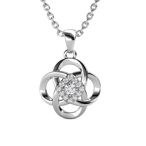 Cate & Chloe Nyssa 18k White Gold Plated Flower Pendant Necklace with Swarovski Crystals for Women