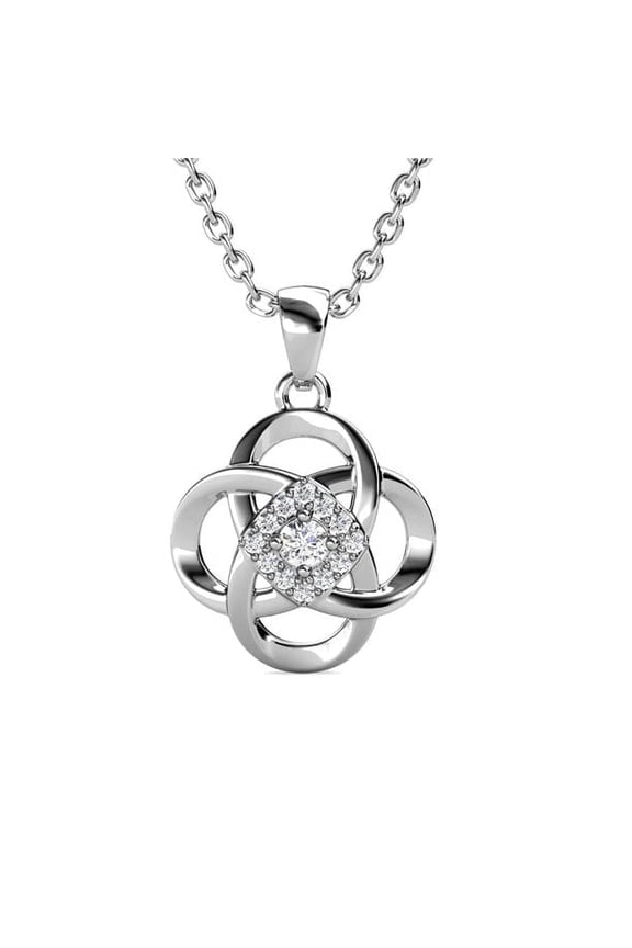Nyssa 18k White Gold Plated Flower Pendant Necklace with Swarovski Crystals for Women