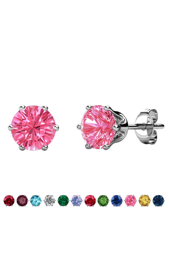 October Birthstone 18k White Gold Plated Women's Stud Earrings 1ct Swarovski Crystal