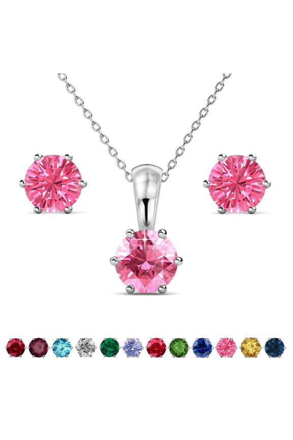 October Birthstone 18k White Gold Plated Women Jewelry Set with 1ct Swarovski Crystal