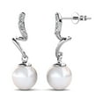 thumbnail image 1 of Cate & Chloe Ophelia 18k White Gold Plated Shell Pearl Earrings with Swarovski Crystals for Women, 1 of 9