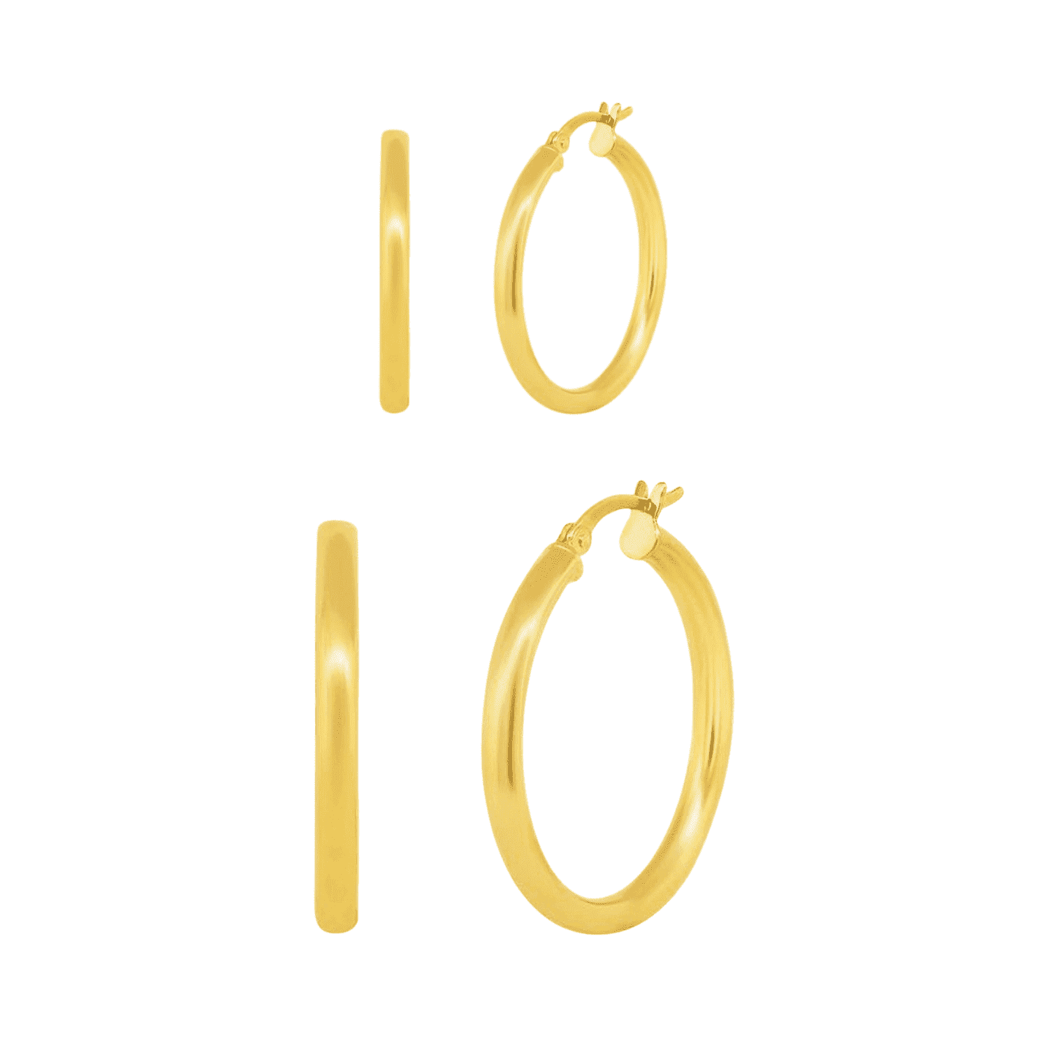 Cate & Chloe Pack of 2 - Amy 18k Yellow Gold Plated 20-30mm Hoop Earrings for Women