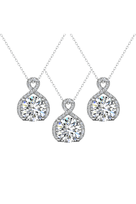 Pack of 3 - Alessandra 18k White Gold Plated Necklace with Simulated Diamonds for Women