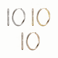 thumbnail image 1 of Cate & Chloe Pack of 3 - Bianca 18k Gold Plated 25mm Hoop Earrings with Swarovski Crystals for Women, 1 of 11
