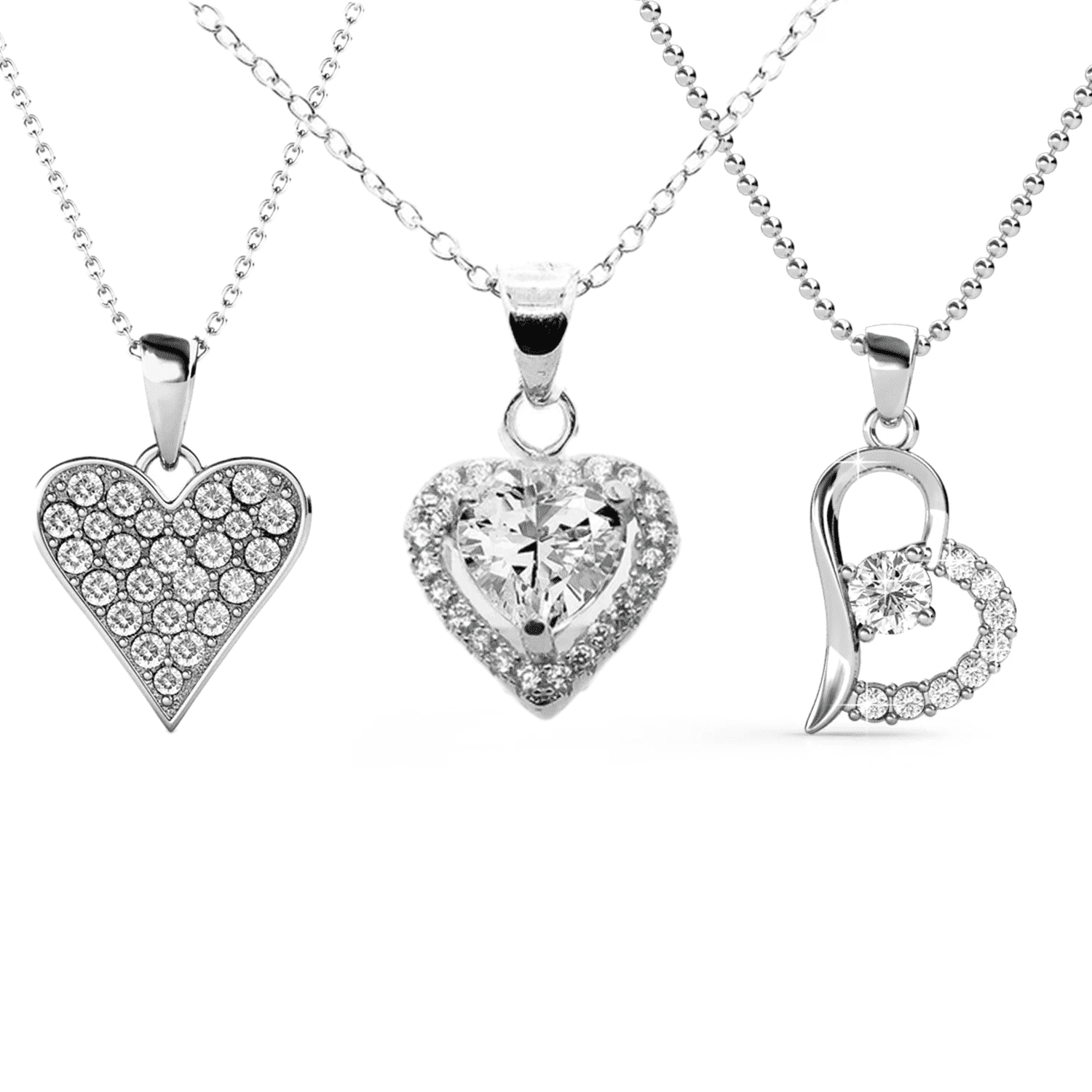 Walmart daily deals:  Cate & Chloe Pack of 3 - Cecilia, Amora & Laila 18k White Gold Plated Pendant Necklace with flawless Crystals for Women