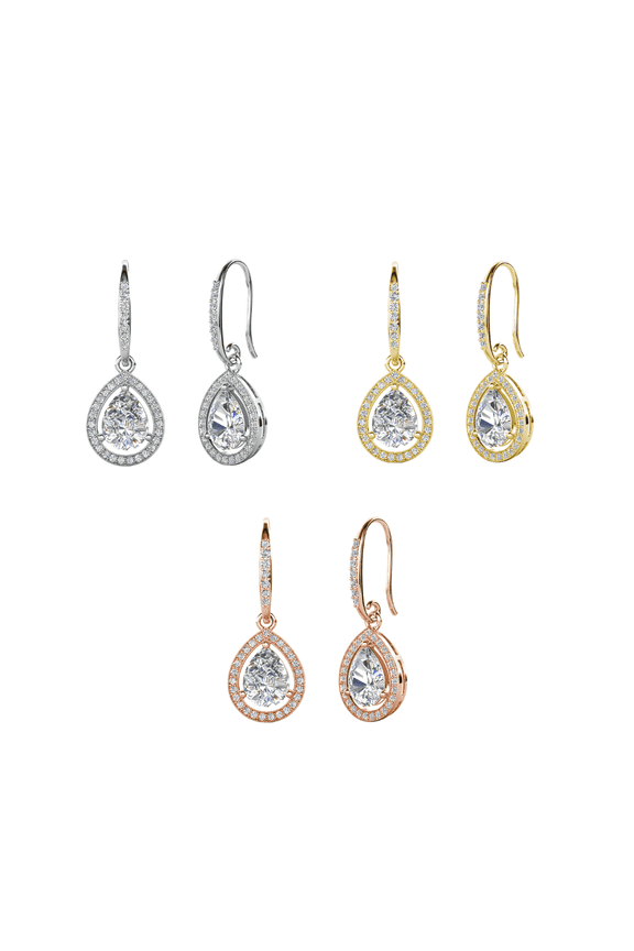 Pack of 3 - Isabel 18k Gold Plated Dangle Earrings with Simulated Diamond Crystals