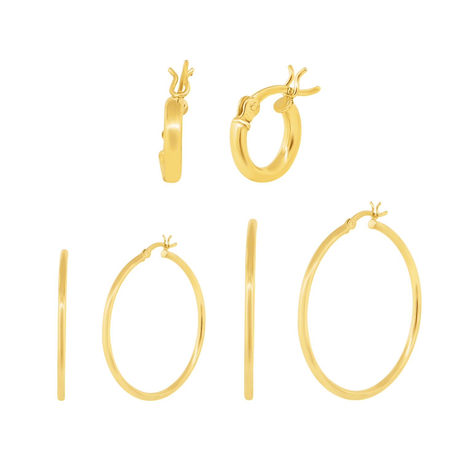 Cate & Chloe Pack of 3 - Monica 18k Yellow Gold Plated 10mm 40mm 50mm Hoop Earrings for Women