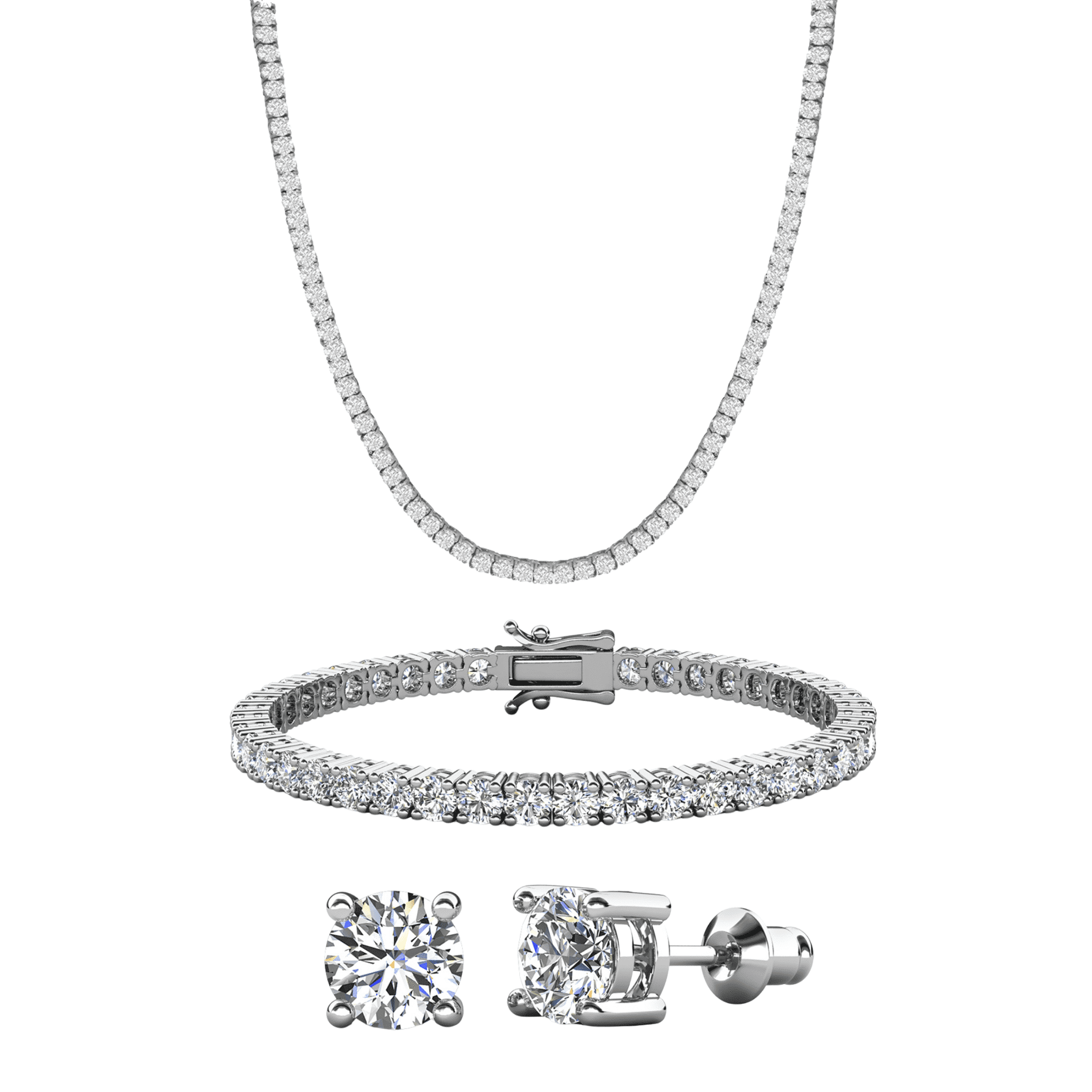 Cate & Chloe Pack of 3 - Olivia 18k White Gold Plated Jewelry Set with Simulated Diamond Crystals