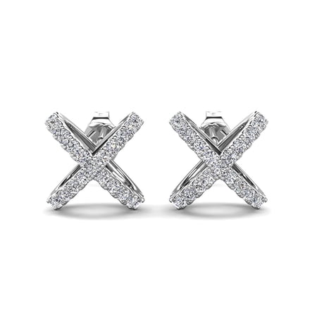 Cate & Chloe Paige 18k White Gold Plated Dainty Stud Earrings for Women with Simulated Diamonds