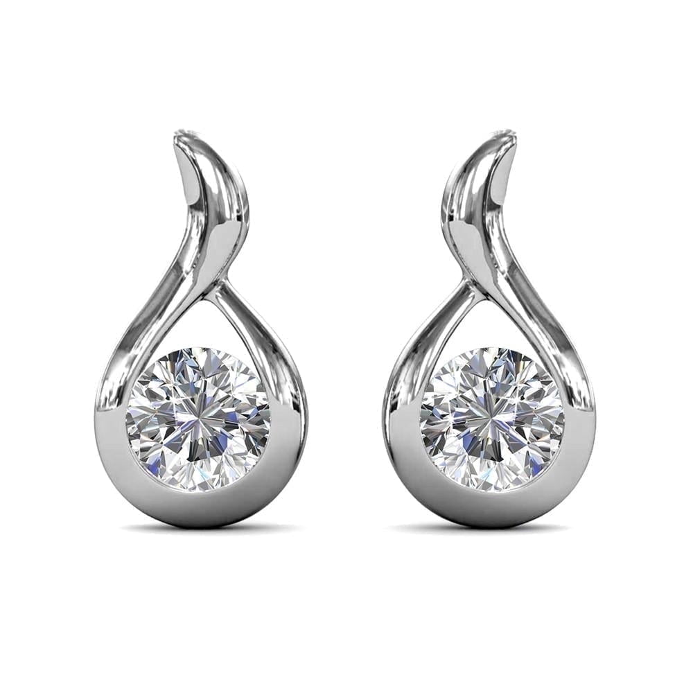 Cate & Chloe Parker 18k White Gold Plated Teardrop Stud Earrings with Swarovski Crystals for Women