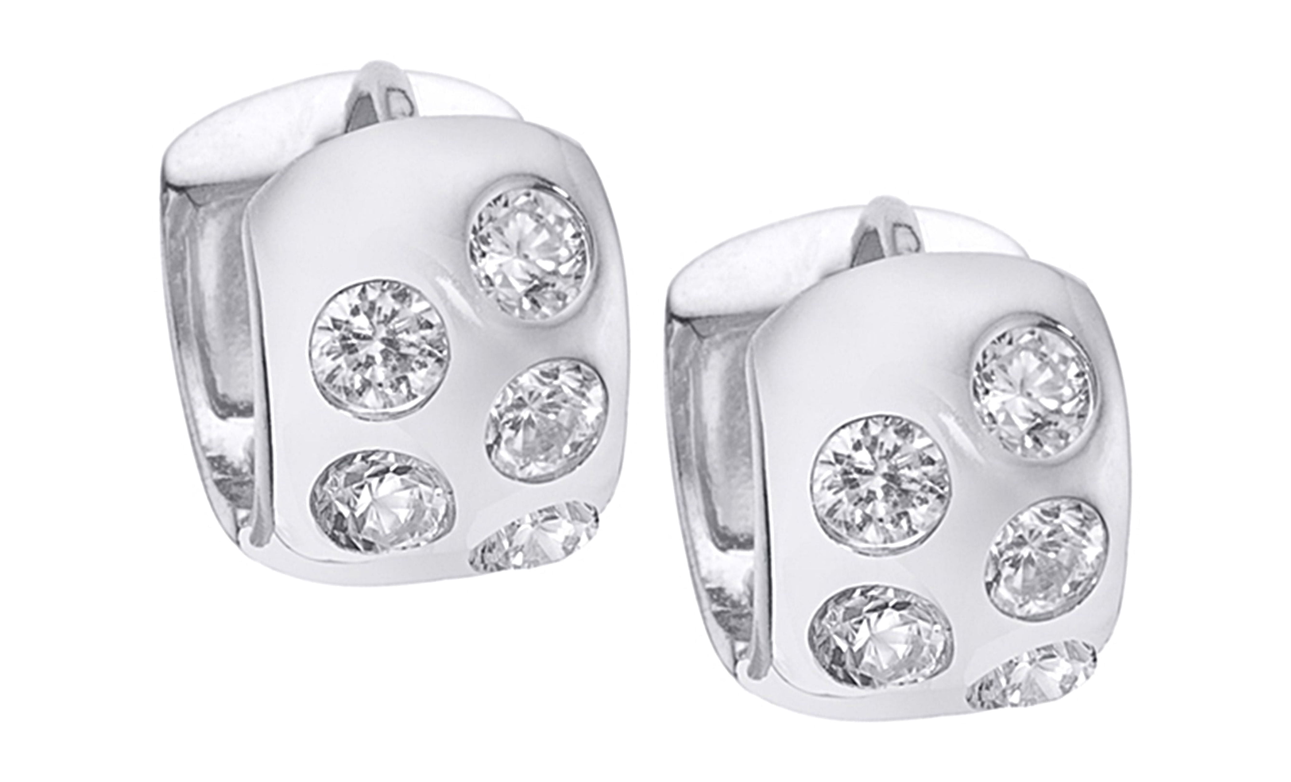 Cate & Chloe Penelope 18k White Gold Plated Hoop Earrings with Simulated Diamond Crystals for Women