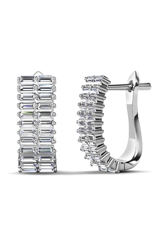 Pixie 18k White Gold Plated Women's 17mm Hoop Earrings with Simulated Diamond Crystals