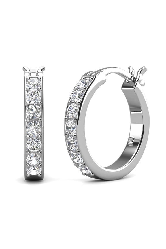 Presley 18k White Gold Plated 17mm Hoop Earrings with Swarovski Crystals for Women