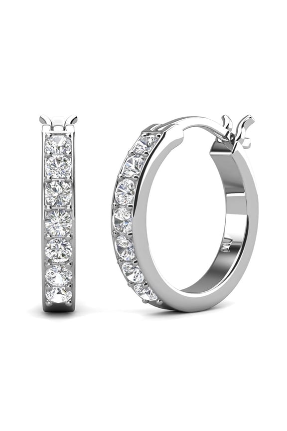 Presley 18k White Gold Plated 17mm Hoop Earrings with Swarovski Crystals for Women
