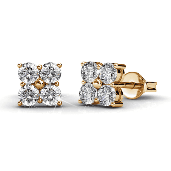 Cate & Chloe Rae 18k Rose Gold Plated Cluster Stud Earrings with Swarovski Crystals for Women