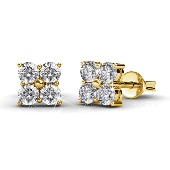 Cate & Chloe Rae 18k Yellow Gold Plated Cluster Stud Earrings with Swarovski Crystals for Women