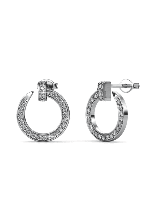 Raven 18k White Gold Plated Drop Earrings with Pave Swarovski Crystals Gift for Women