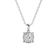Cate & Chloe Raylee Brilliant Halo Pendant Necklace, Women's 18k White Gold Plated Necklace with Swarovski Crystals, Sparkling Round Cut Crystal Glass Stones, Silver Necklace for Women