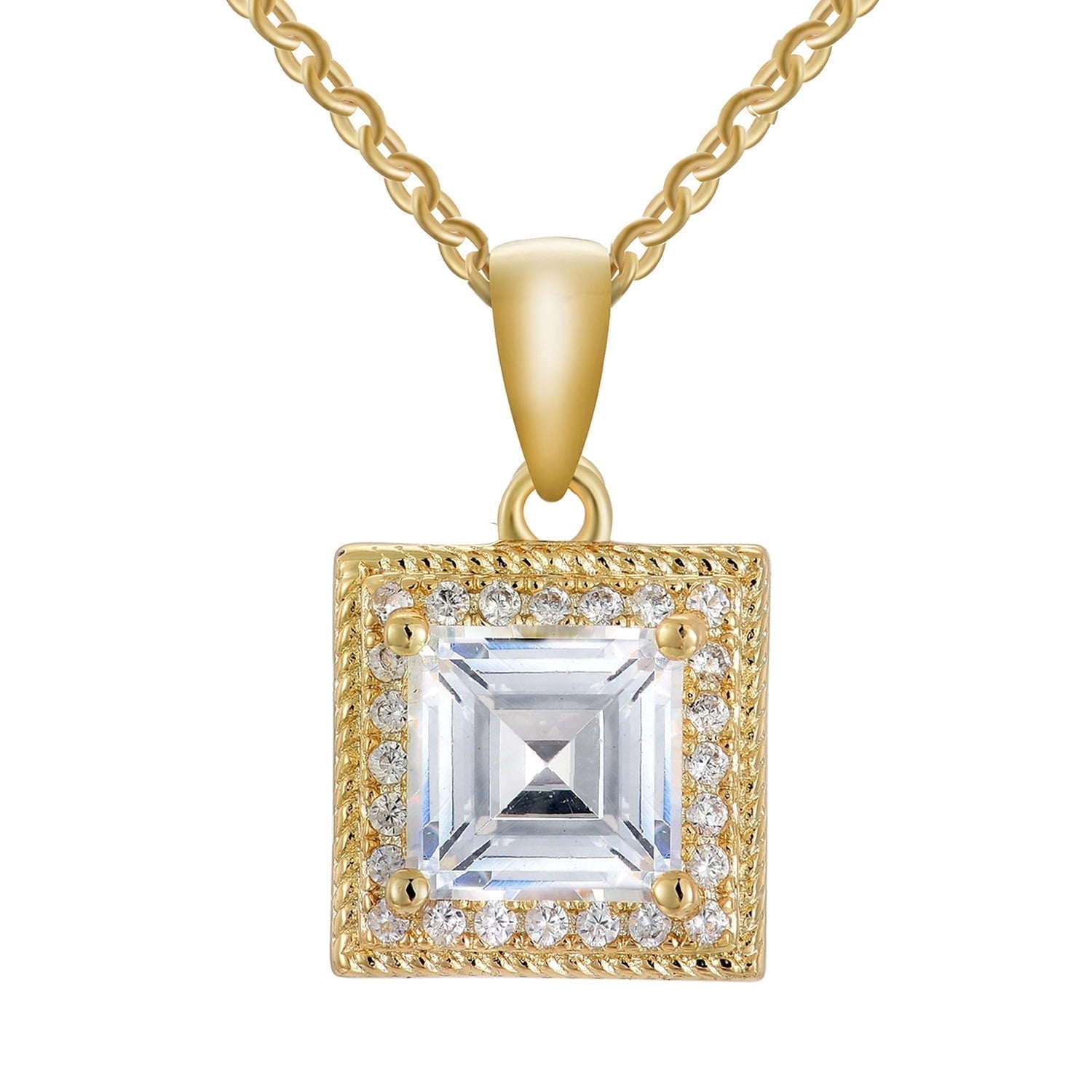 Cate & Chloe Rebecca 18k Yellow Gold Plated Necklace with Simulated Diamond Crystals Gift for Women