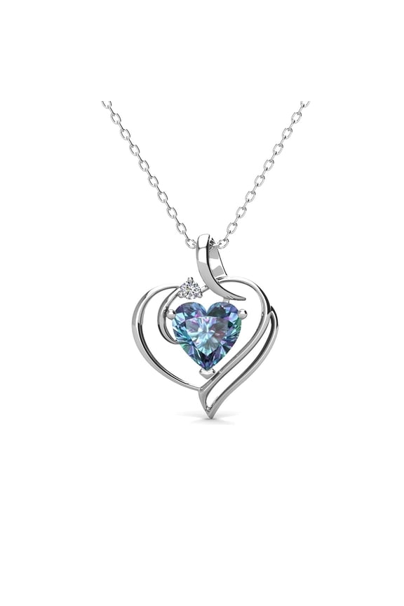 Regina 18k White Gold Plated Blue Heart Necklace with Swarovski Crystals for Women