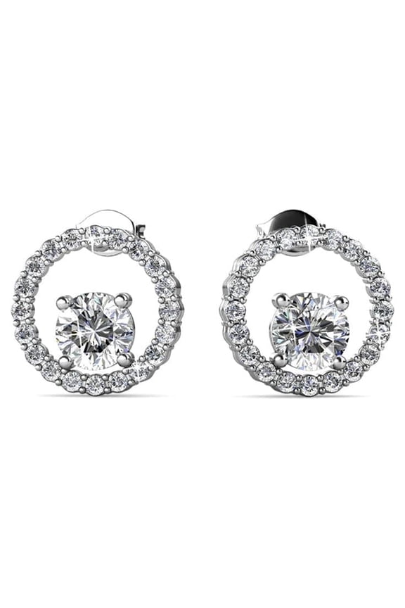 Reign 18k White Gold Plated Drop Earrings with Swarovski Crystals for Women, Gift for Her