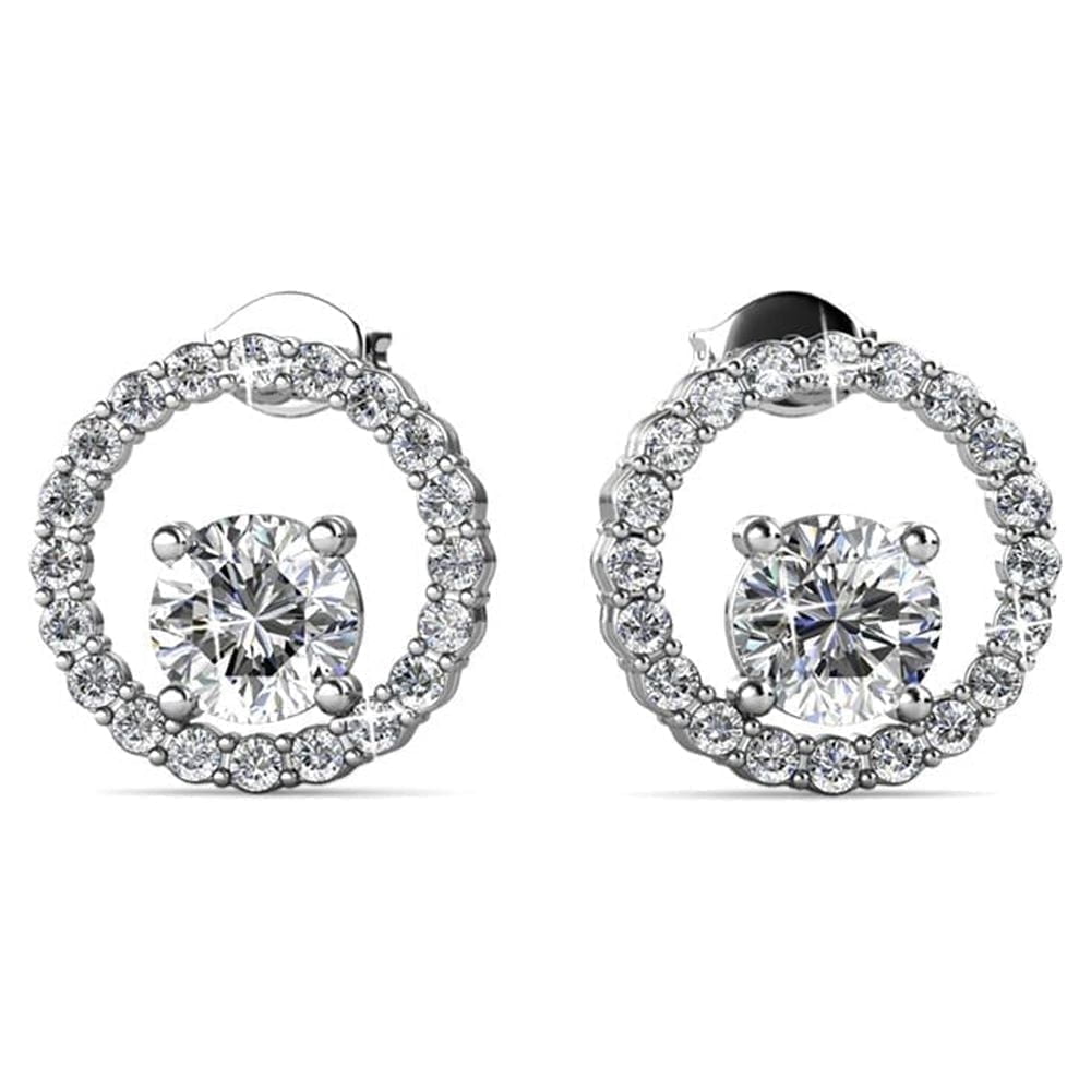 Cate & Chloe Reign 18k White Gold Plated Drop Earrings with Swarovski Crystals for Women, Gift for Her