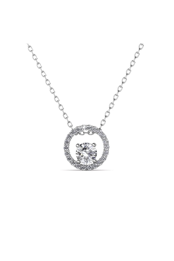 Reign 18k White Gold Plated Halo Necklace with Swarovski Crystals Gift for Women