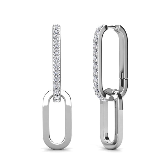 Cate & Chloe Remington 18k White Gold Plated Women's Dangle Chain Link Earrings, Swarovski Crystals