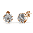thumbnail image 1 of Cate & Chloe Remy 18k Rose Gold Plated Cluster Stud Earrings with Swarovski Crystals for Women, 1 of 9