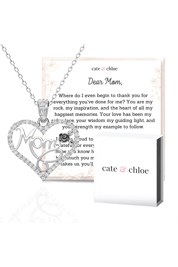 Rhonda 18k White Gold Plated Necklace with Heartfelt Message Card, Gift for Mom