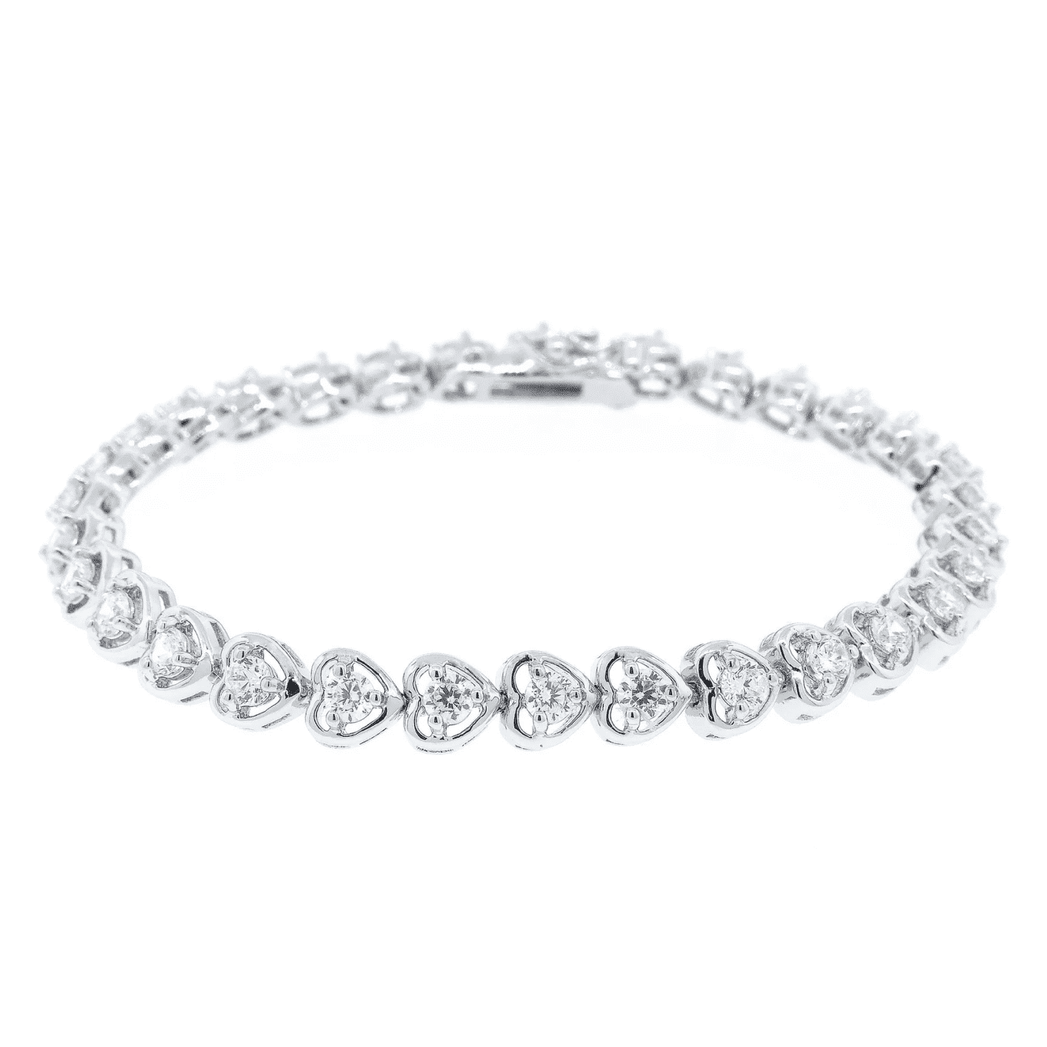 Walmart Black Friday Deals 2025 - Cate & Chloe Rosalie Heart Tennis Bracelet, 18k White Gold Plated, Simulated Diamonds, 7.5