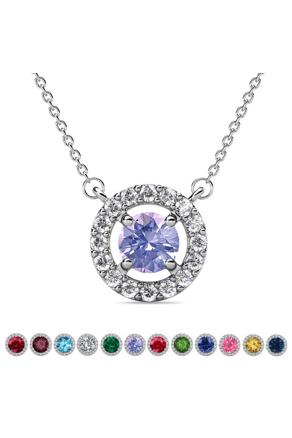 Royal June Birthstone 18k White Gold Plated Women Necklace with Swarovski Crystals