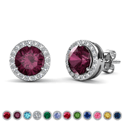 Cate & Chloe Royal February Birthstone 18k White Gold Plated Women Earrings with Swarovski Crystals