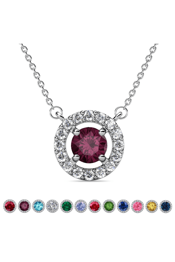 Royal February Birthstone 18k White Gold Plated Women Necklace with Swarovski Crystals