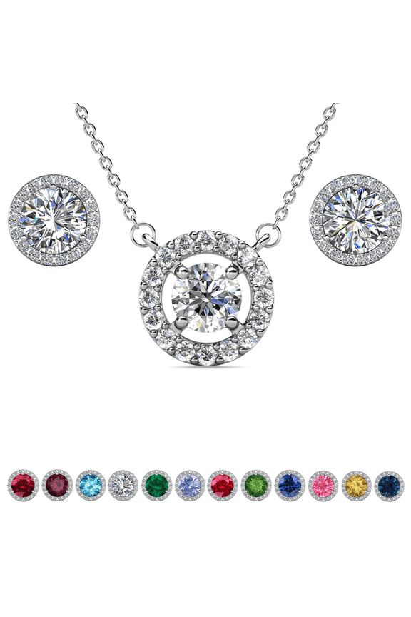 Royal April Birthstone 18k White Gold Plated Women Jewelry Set, Swarovski Crystals