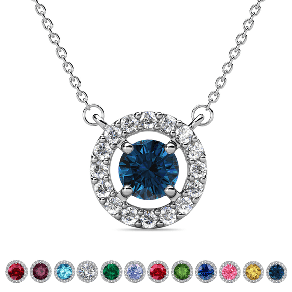 Cate & Chloe Royal December Birthstone 18k White Gold Plated Women Necklace with Swarovski Crystals