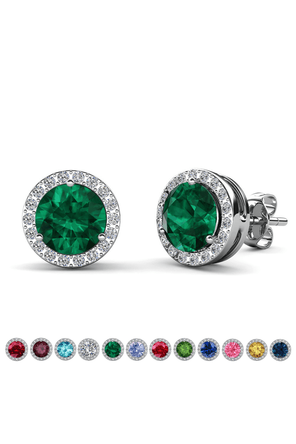 Royal May Birthstone 18k White Gold Plated Women Earrings with Swarovski Crystals
