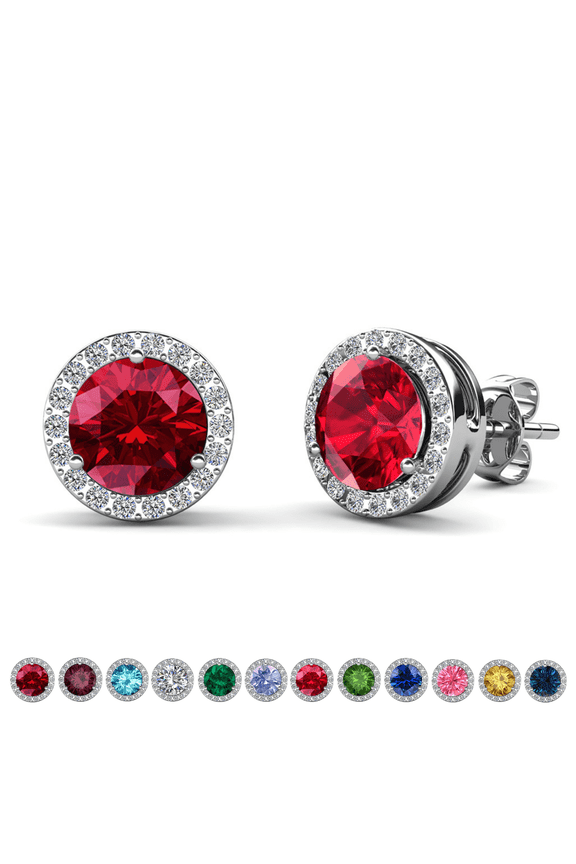 Royal January Birthstone 18k White Gold Plated Women Earrings with Swarovski Crystals