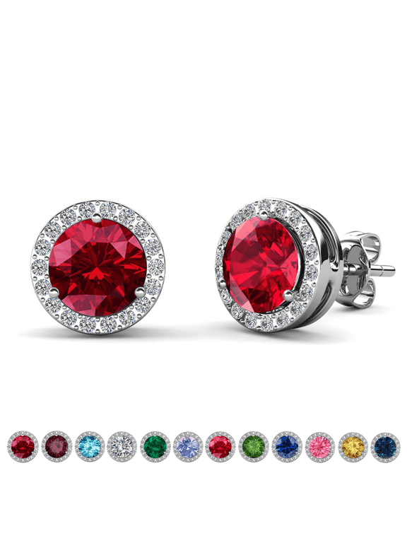 Royal January Birthstone 18k White Gold Plated Women Earrings with Swarovski Crystals