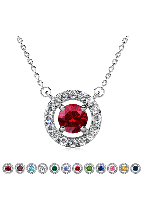 Royal January Birthstone 18k White Gold Plated Women Necklace with Swarovski Crystals