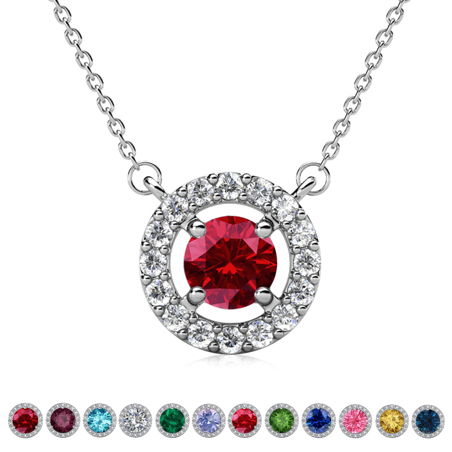 Walmart Black Friday Deals 2025 - Cate & Chloe 18k Gold Plated Crystal Halo Necklace, Garnet January Birthstone