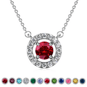 CATE & CHLOE Royal January Birthstone 18k White Gold Plated Women Necklace with Swarovski Crystals