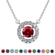CATE & CHLOE Royal January Birthstone 18k White Gold Plated Women Necklace with Swarovski Crystals