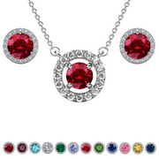 CATE & CHLOE Royal January Birthstone 18k White Gold Plated Women Jewelry Set, Swarovski Crystals