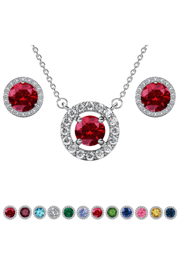 Royal January Birthstone 18k White Gold Plated Women Jewelry Set, Swarovski Crystals